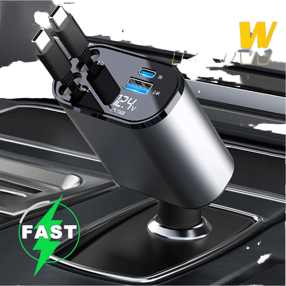 120W Fast Retractable Car Charger