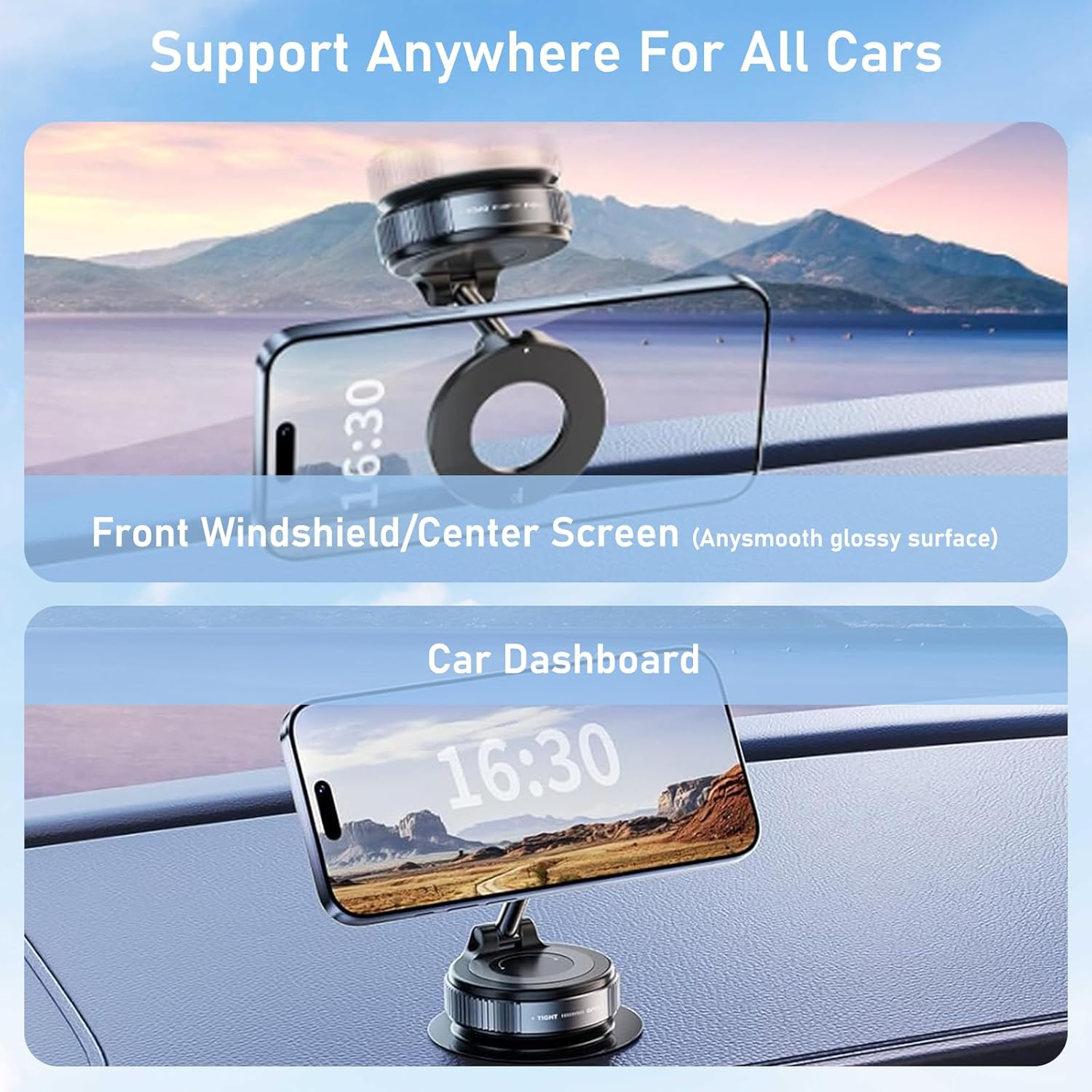 Adjustable Magnetic Suction Cup Phone Holder