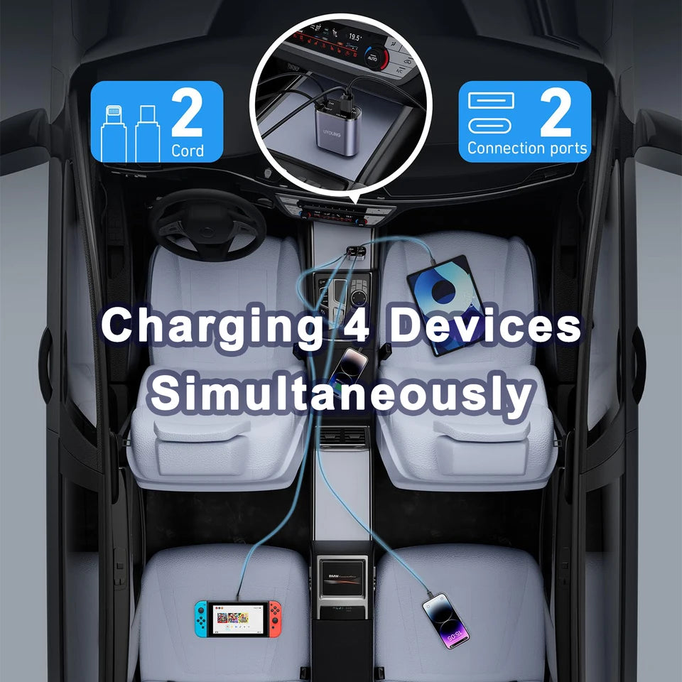 120W Fast Retractable Car Charger