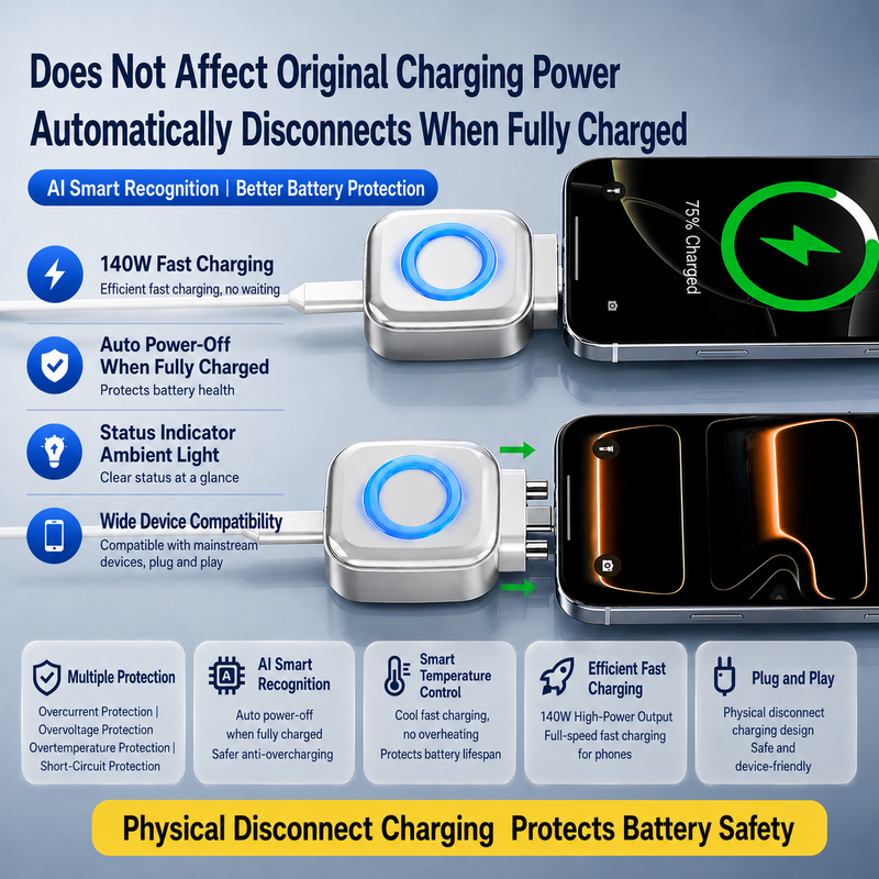 AI Smart Auto-Stop Charging Adapter