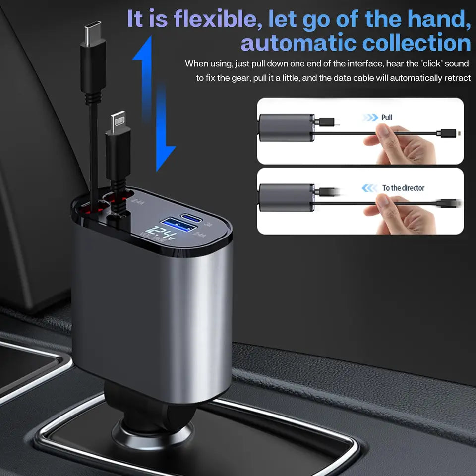 120W Fast Retractable Car Charger