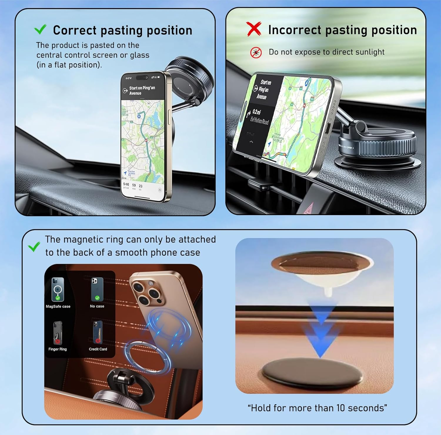 Adjustable Magnetic Suction Cup Phone Holder