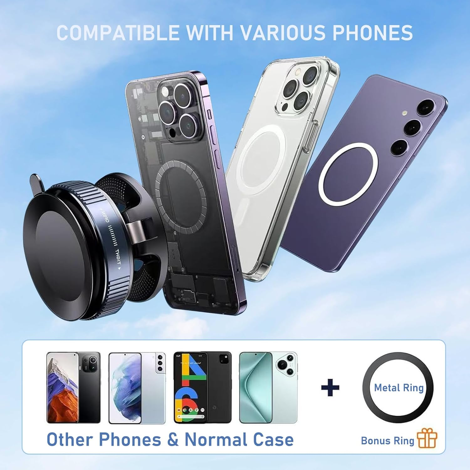 Adjustable Magnetic Suction Cup Phone Holder